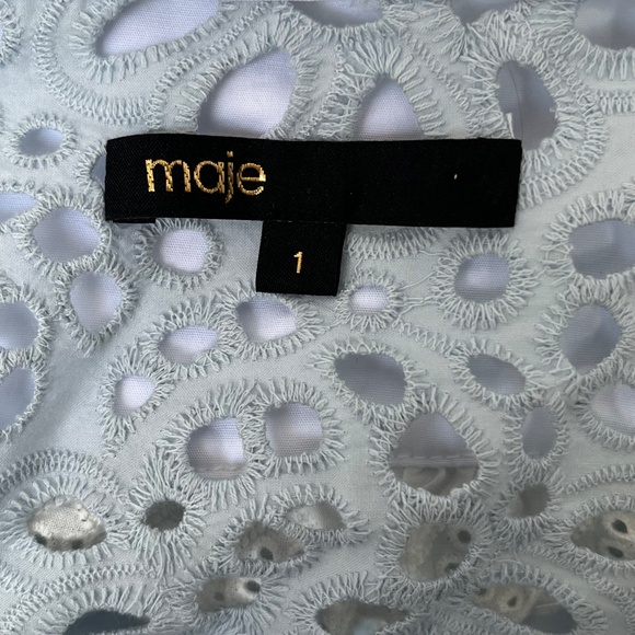 Maje Guipure Lace Top - Size 3 (Large, fits like Medium) Pale Blue / White - Picture 6 of 14